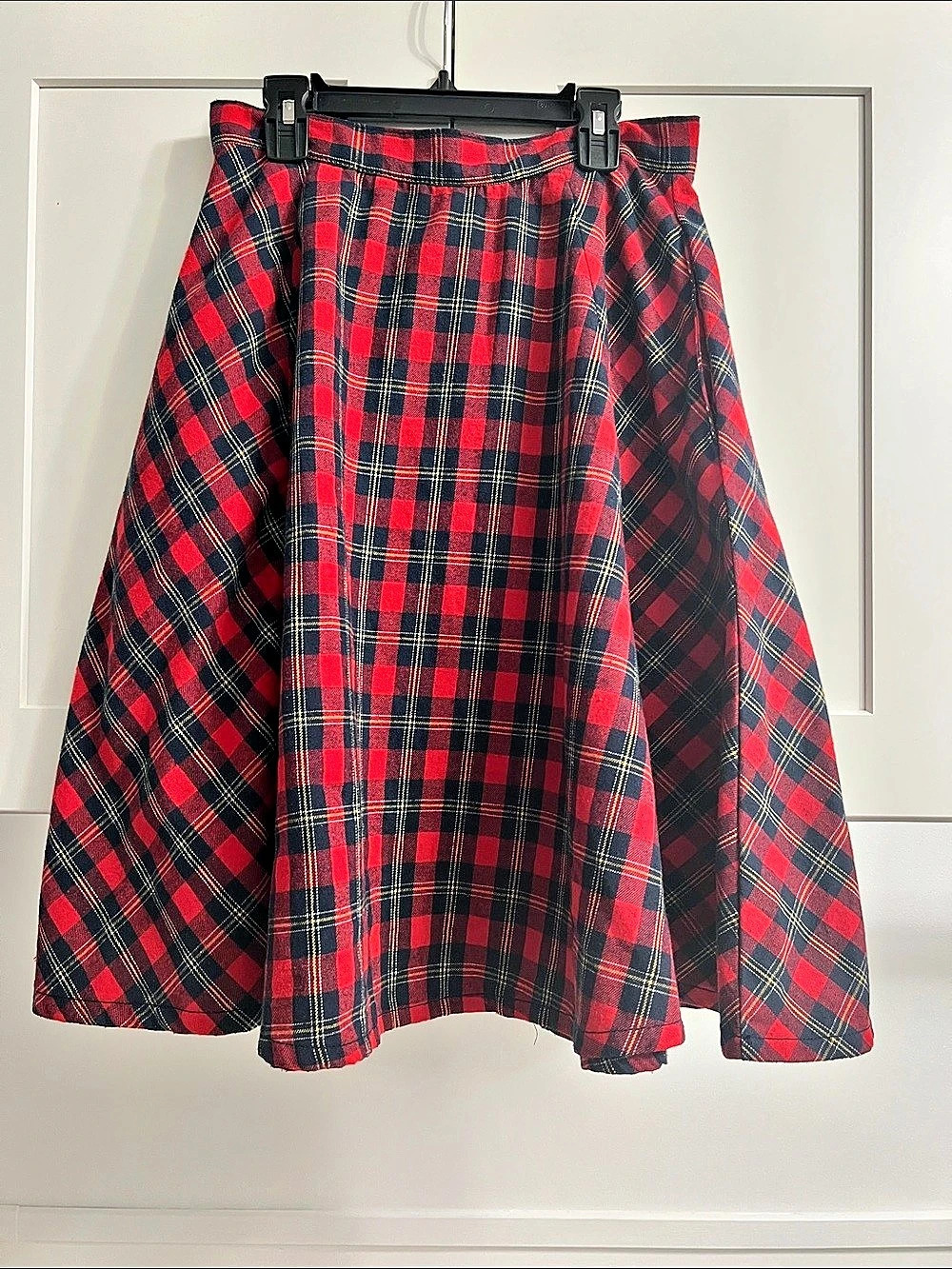 Sourpuss Plaid A-Line Skirt in Red & Blue Size Medium
